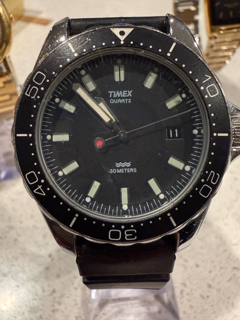 Timex Black and Silver Dive-Style Quartz Watch